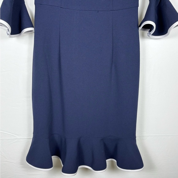 NWOT Nanette Lepore Navy White Ruffle Dress- size 4 - Picture 7 of 12